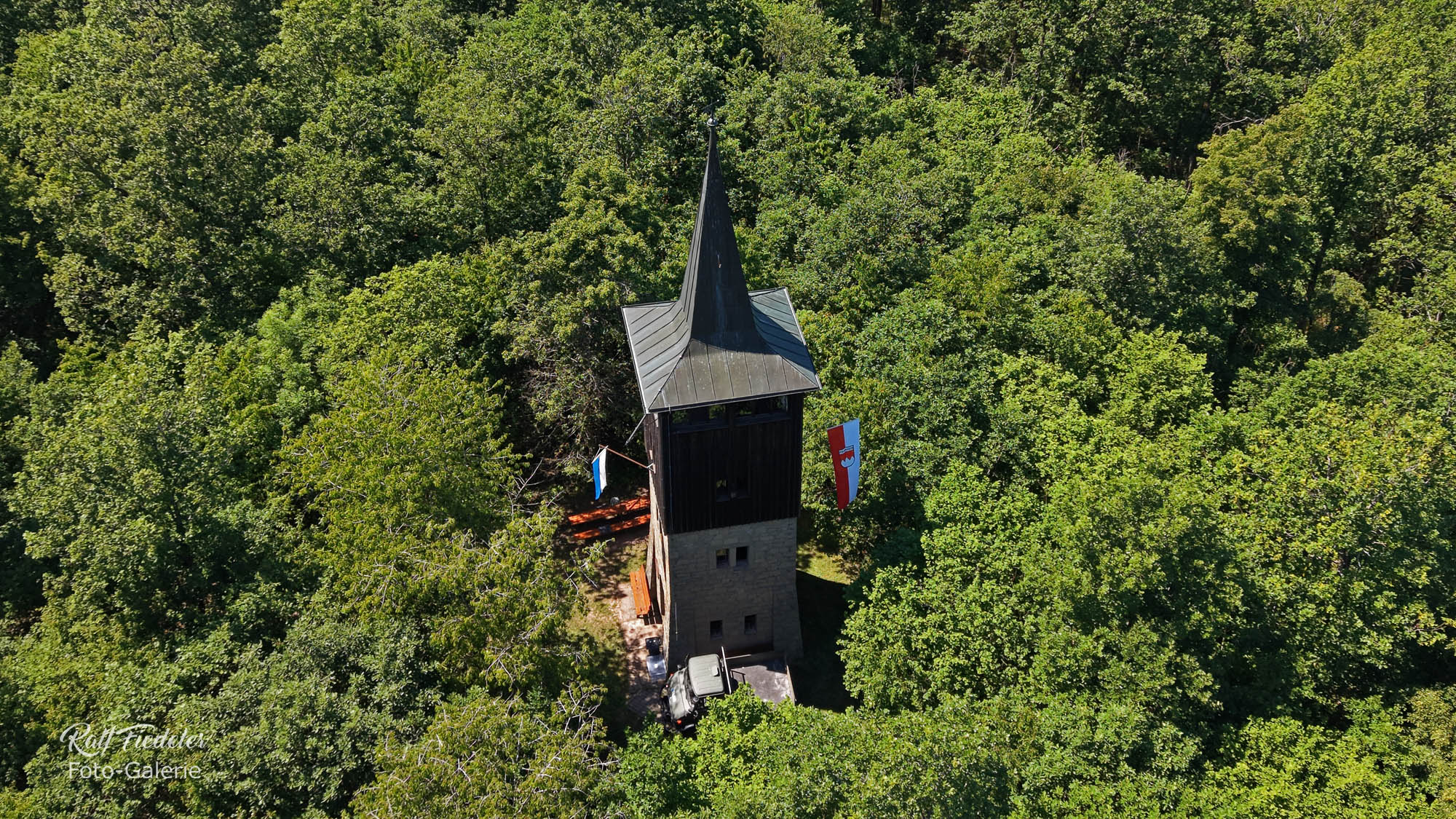 Drohnenfoto vom Andreas-Därr-Turm aus östlicher Richtung
