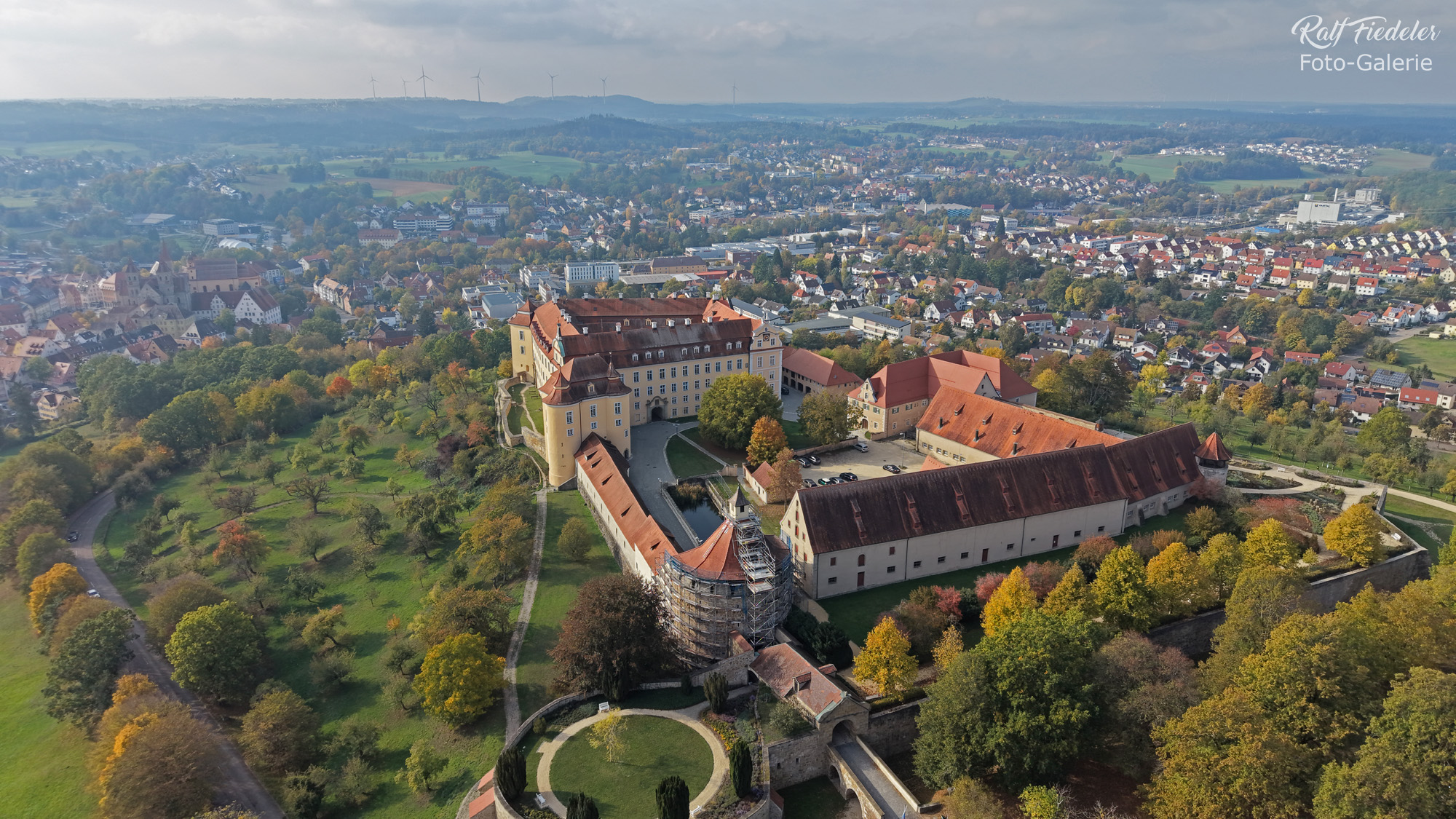 Drohnenfoto vom Schloss ob Ellwangen aus östlicher Richtung